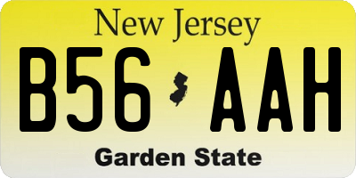 NJ license plate B56AAH