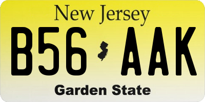 NJ license plate B56AAK