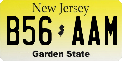 NJ license plate B56AAM
