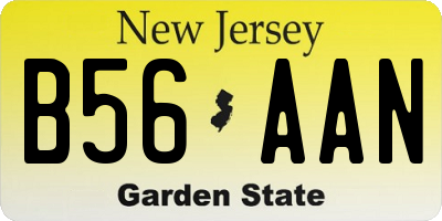 NJ license plate B56AAN