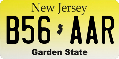 NJ license plate B56AAR
