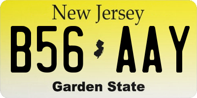 NJ license plate B56AAY