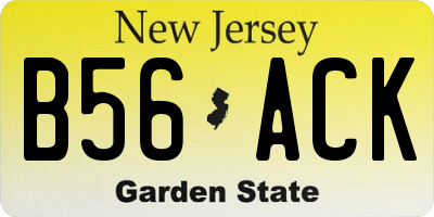 NJ license plate B56ACK