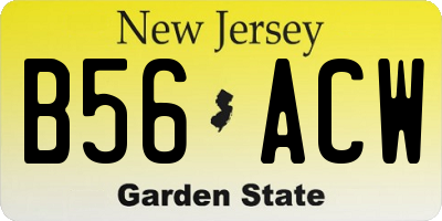 NJ license plate B56ACW