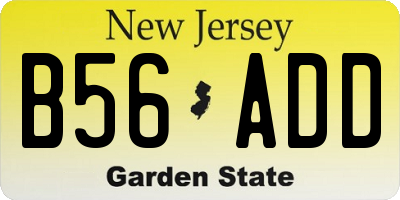 NJ license plate B56ADD