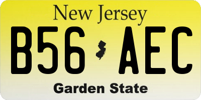 NJ license plate B56AEC
