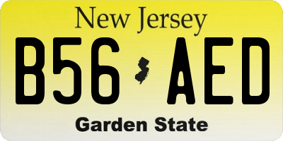 NJ license plate B56AED