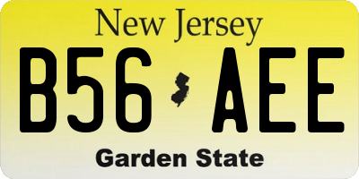 NJ license plate B56AEE