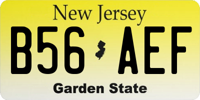 NJ license plate B56AEF