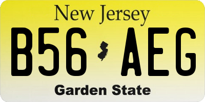 NJ license plate B56AEG