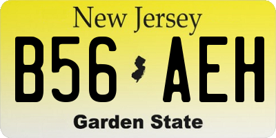 NJ license plate B56AEH