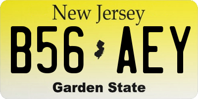 NJ license plate B56AEY