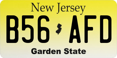 NJ license plate B56AFD