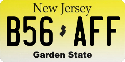 NJ license plate B56AFF