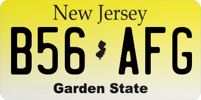 NJ license plate B56AFG