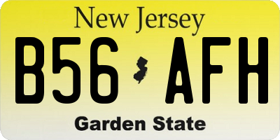 NJ license plate B56AFH