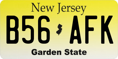 NJ license plate B56AFK