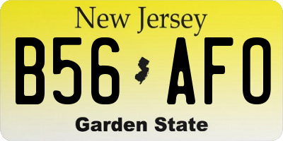 NJ license plate B56AFO