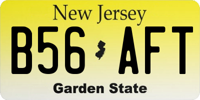 NJ license plate B56AFT