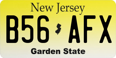 NJ license plate B56AFX