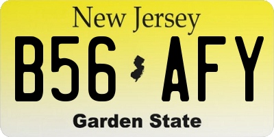 NJ license plate B56AFY