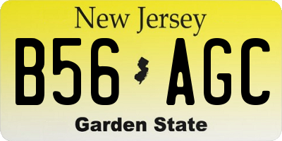 NJ license plate B56AGC