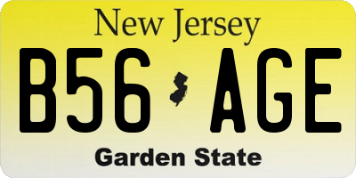 NJ license plate B56AGE