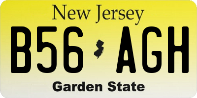 NJ license plate B56AGH