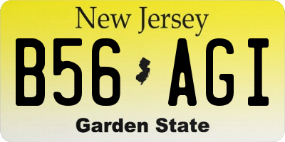 NJ license plate B56AGI