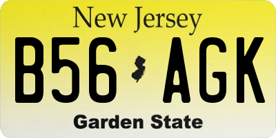 NJ license plate B56AGK