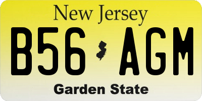 NJ license plate B56AGM
