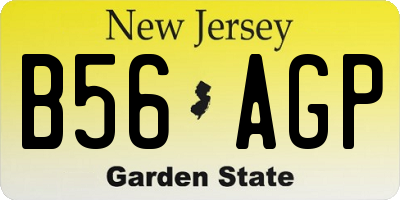 NJ license plate B56AGP