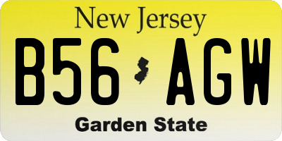 NJ license plate B56AGW