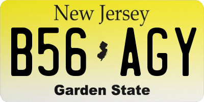 NJ license plate B56AGY