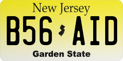 NJ license plate B56AID
