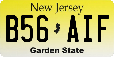 NJ license plate B56AIF