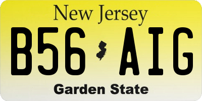 NJ license plate B56AIG