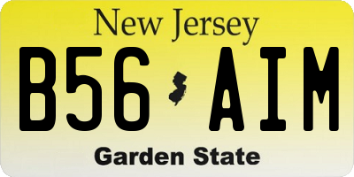 NJ license plate B56AIM