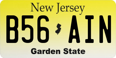 NJ license plate B56AIN