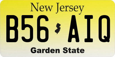 NJ license plate B56AIQ