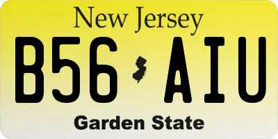 NJ license plate B56AIU