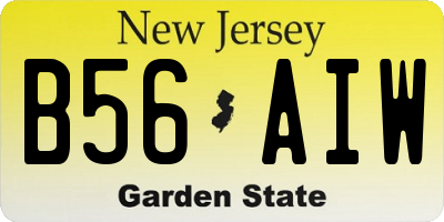 NJ license plate B56AIW