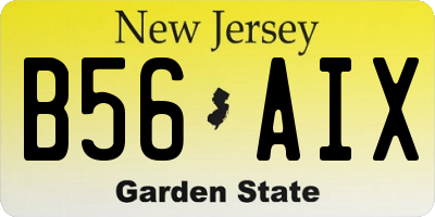 NJ license plate B56AIX