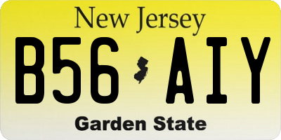 NJ license plate B56AIY