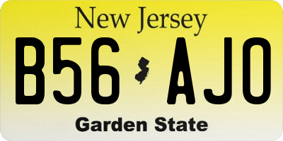 NJ license plate B56AJO