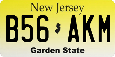 NJ license plate B56AKM