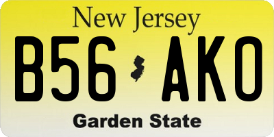 NJ license plate B56AKO