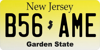 NJ license plate B56AME