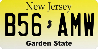 NJ license plate B56AMW