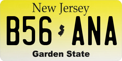 NJ license plate B56ANA